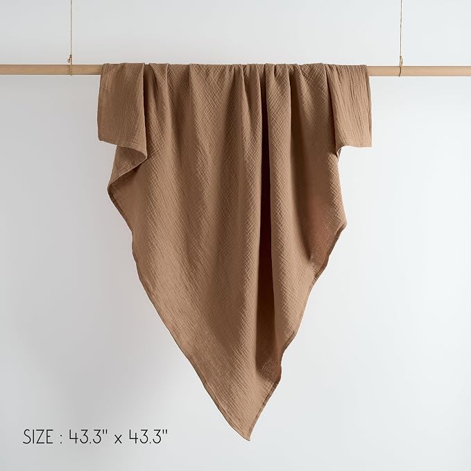 Meracorallo Muslin Swaddle Blanket, 100% Cotton Receiving Blanket, Tan | Soft - Image 8