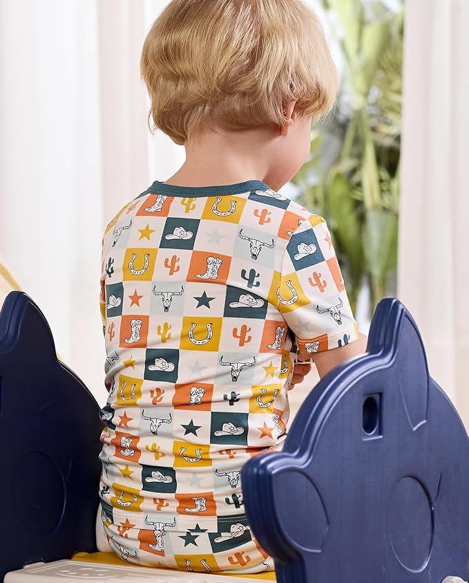 babee Reshinee Bamboo Viscose Toddler Boys Pajamas Set, Short Sleeve Kids - Image 7