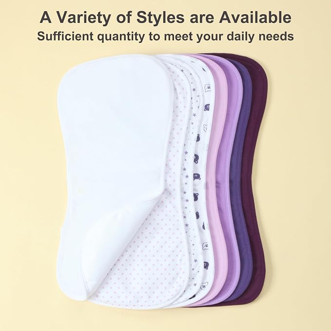 Baby Burp Cloths 8-Pack, Waterproof Burping Cloths, 4-Layer Super Absorbent & - Image 7