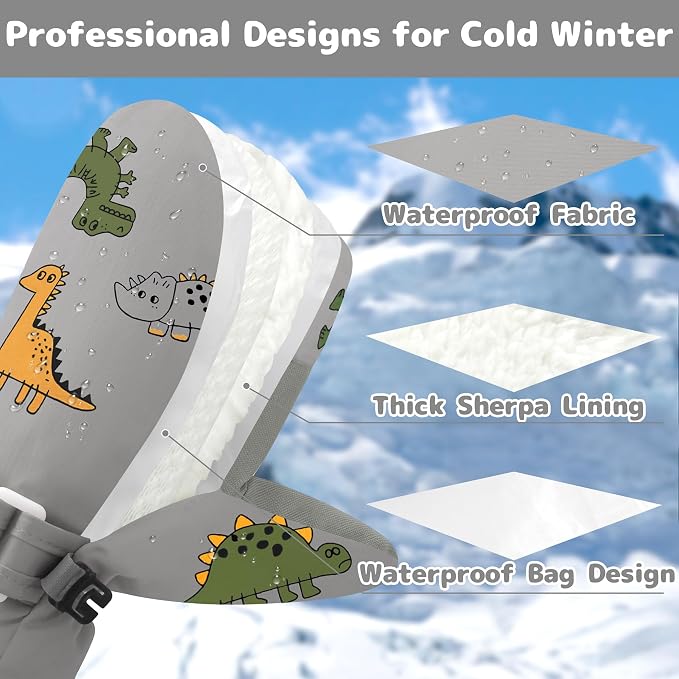 Olreco Baby Toddler Mittens Waterproof Infant Baby Winter Mittens Toddler Snow - Image 3