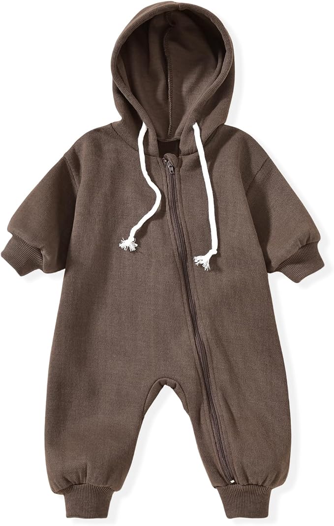Unutiylo Unisex Baby Boys Girls Long Sleeve Infant Baby Zipper Hooded Jumpsuits by Unutiylo