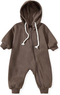 Unutiylo Unisex Baby Boys Girls Long Sleeve Infant Baby Zipper Hooded Jumpsuits by Unutiylo