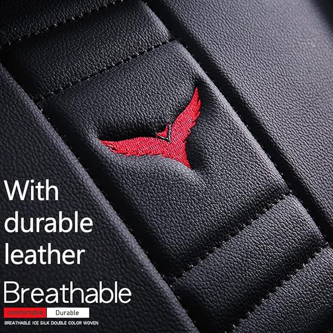 Waterproof 5 Car Seat Covers for Suzuki 1999-2025 95% Models, Premium Faux Leather Automotive Front and Back Seat Protectors Compatible with Airbag Black & Red Line