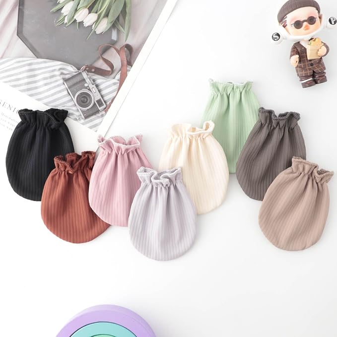 BQUBO Newborn Infant Toddler Mittens No Scratch Cotton Elastic Wrist Gloves - Image 8