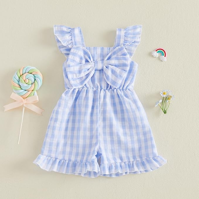 Little Girl Romper Toddler Overalls Summer Bow Jumpsuit Boho Outfit 6M-5T - Image 5