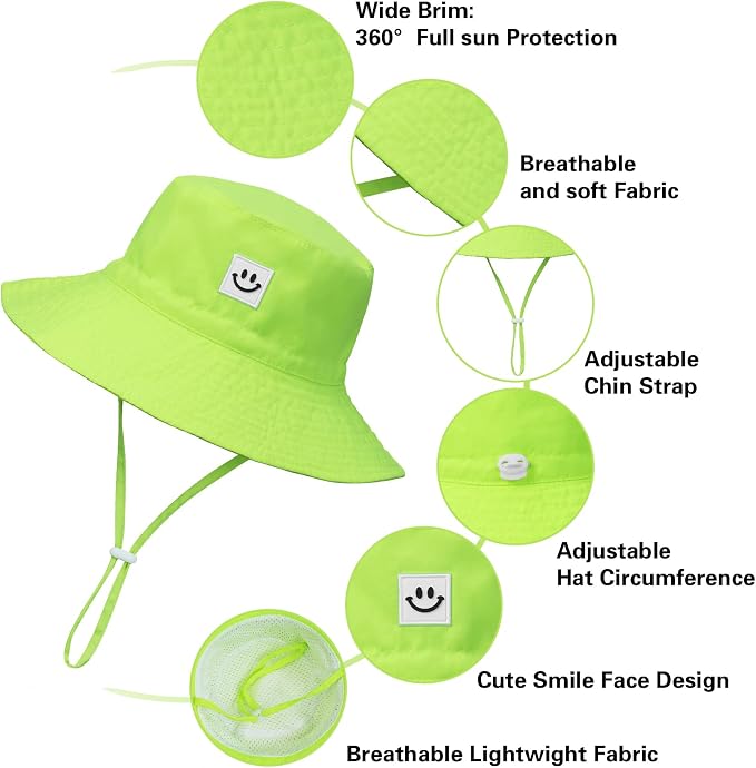 Baby Sun Hat Smile Face UPF 50+ Toddler Bucket Hat - Image 5