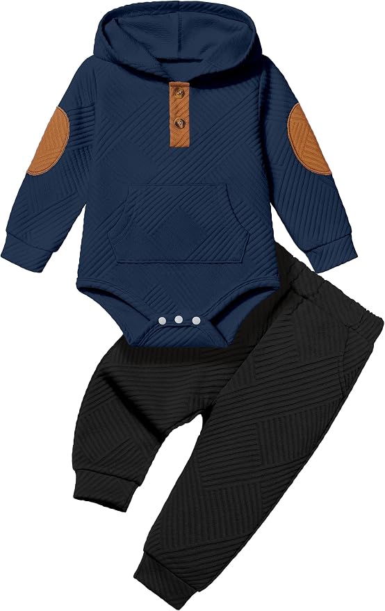 Fommy Baby Boy Clothes Colorblocked Long Sleeve Hoodie + Long Pants 2PCS Fall by Fommy