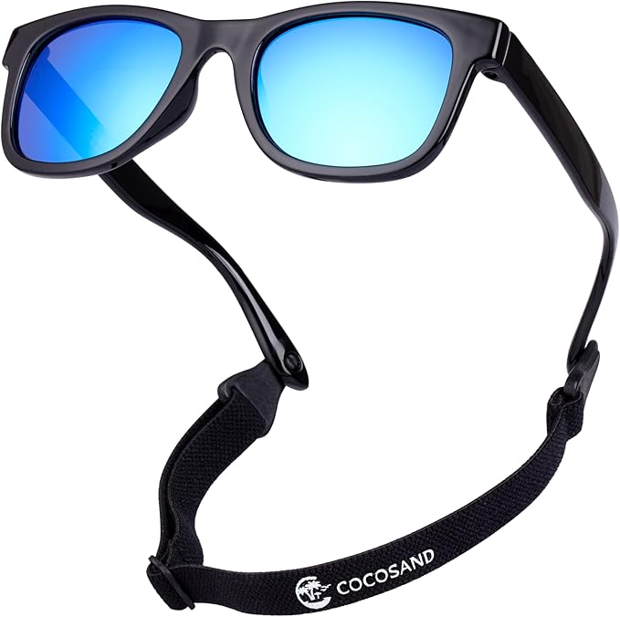 COCOSAND Flexible Baby Sunglasses with Strap Polarized UV Protection for Toddler Infant Newborn Boy Girl Age 0-24 Months