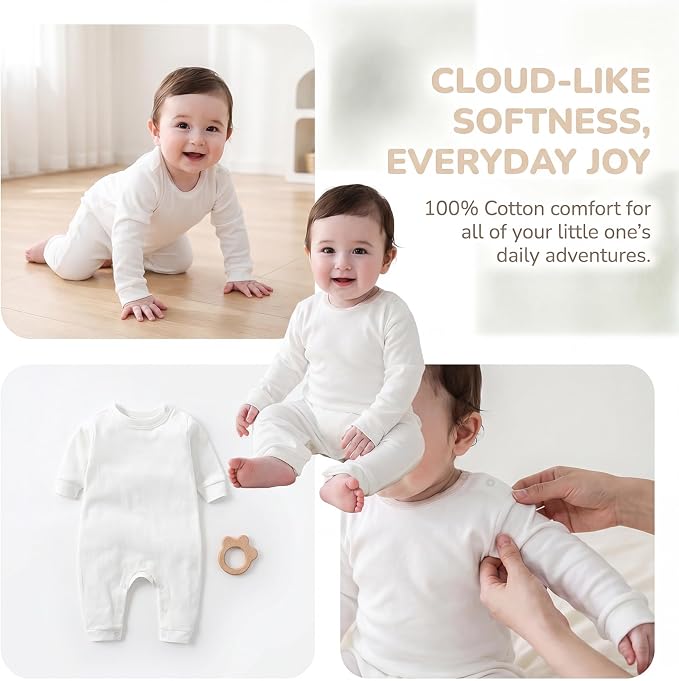 Unisex Baby romper, Long Sleeve 100% Cotton Baby Clothes, Baby Footless Jumpsuit - Image 3