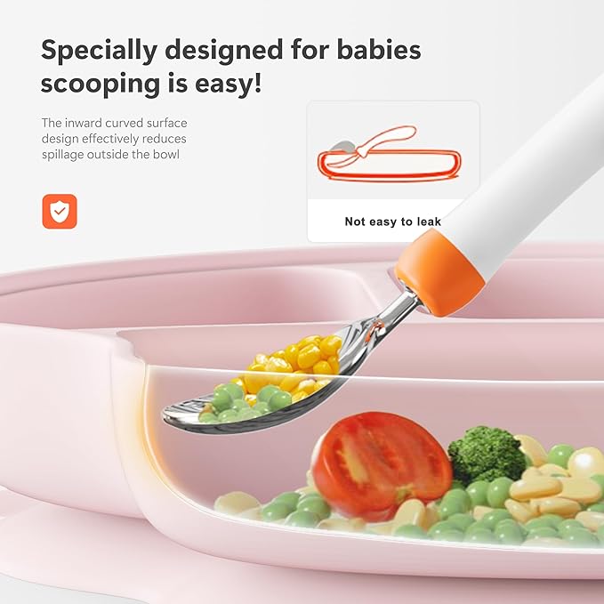 Li&Zhao Baby Bowls with Suction - Suction Plates for Toddlers Toddler Plate Baby Plate Divided Design Kids Plates Baby Suction Plate with Lids Microwave & Dishwasher