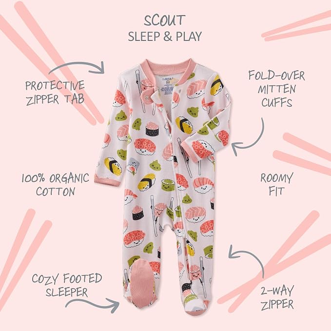 Butterblu Scout Sleep & Play 100% Organic Cotton Footed Zip Front PJs | GOTS - Image 2