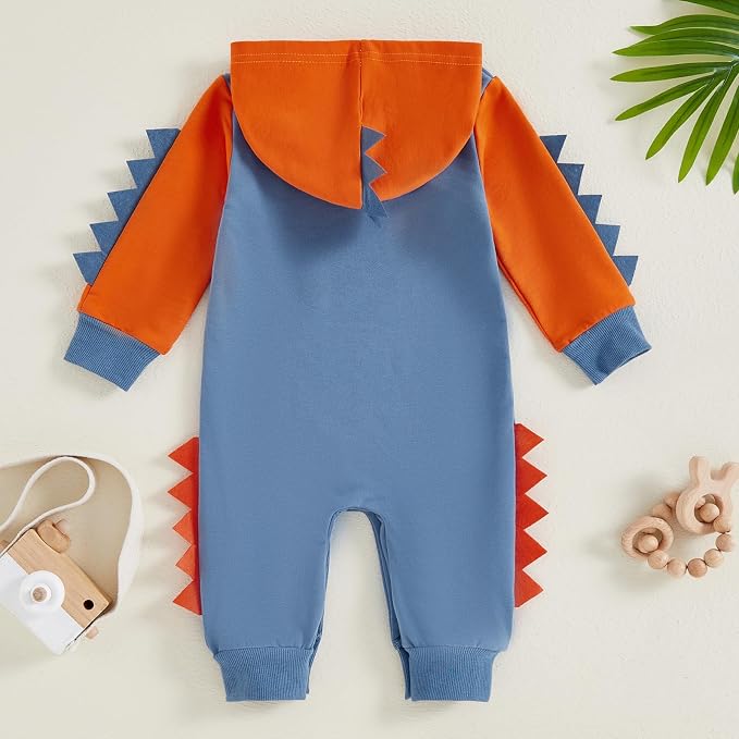 Newborn Baby Boys Rompers Hoodies Dinosaur Cartoon Infant Baby Toddler Onesie - Image 5