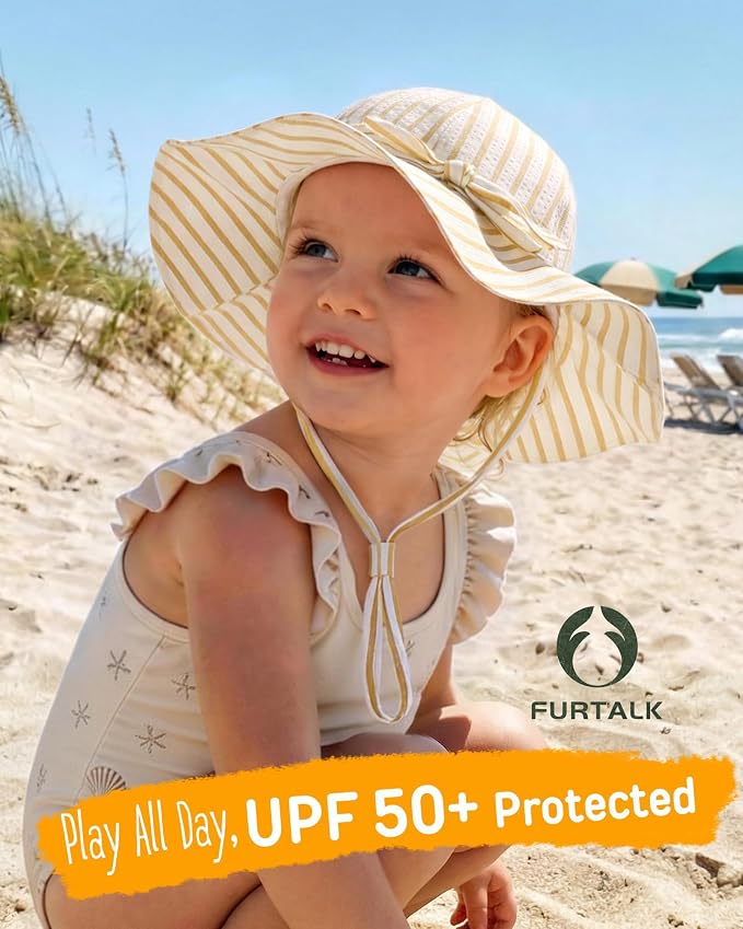 FURTALK 3 Pack Baby Sun Hat Toddler Beach Hat Girls UPF 50+ Wide Brim Infant - Image 6