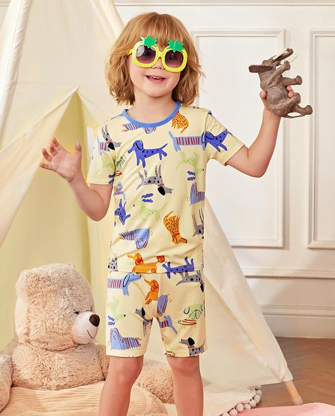 babee Reshinee Bamboo Viscose Toddler Boys Pajamas Set, Short Sleeve Kids - Image 7