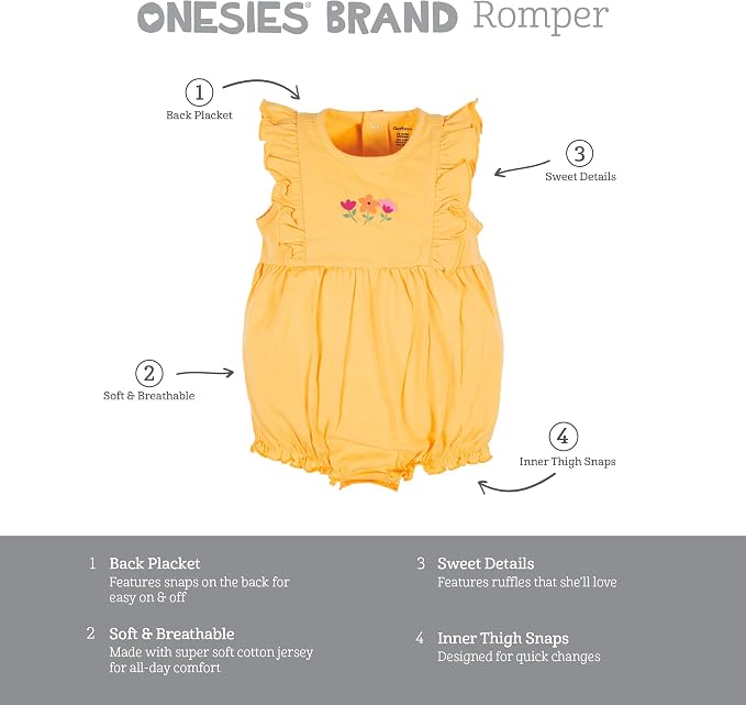 Onesies Brand Baby Girls' 3-pack Romper - Image 6