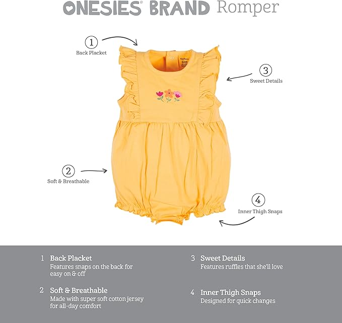 Onesies Brand Baby Girls' 3-pack Romper - Image 6