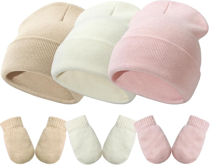 DRESHOW BQUBO 3 Pack Baby Beanies Toddler Kids Winter Hats Soft Knit Hat by DRESHOW