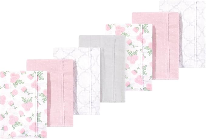 Luvable Friends Hudson Baby Flannel Burp Cloths 7pk, Rosy Bloom by Luvable+Friends