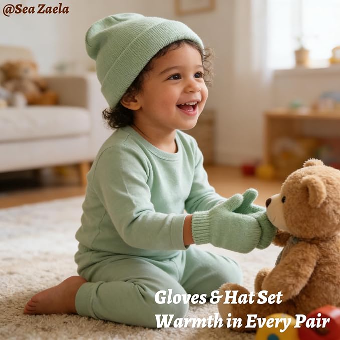 Baby Hats and Mittens Set Infant Toddler Beanie Cap Newborn Gloves - Image 4