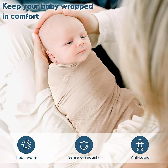 Newborn Swaddle Blanket, Ultra Soft Stretchy Jersey Knit Receiving Blankets 2 - Image 2