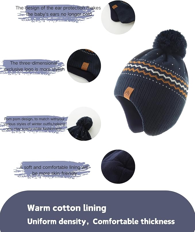 Moon Kitty Baby Boys Hats Toddler Beanies for Boys Winter Fleece Winter Hat Boys