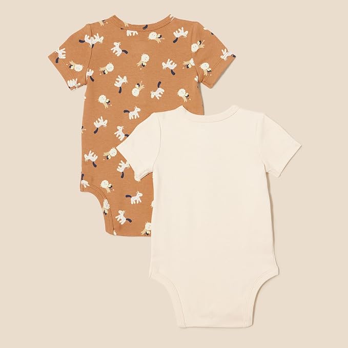 Amazon Essentials Unisex Babies' Short Sleeve Henley Bodysuit - Image 2