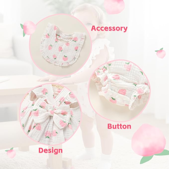 YOUNGER TREE Baby Girl Romper 100% Cotton Ruffle Sleeveless Summer Outfit - Image 4