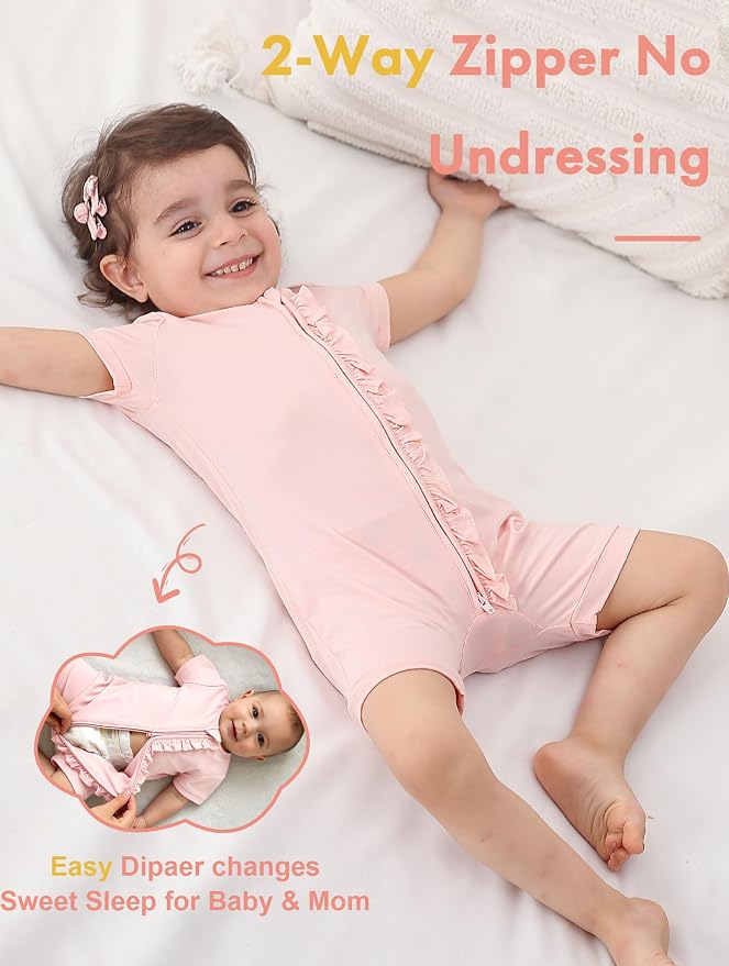 JunNeng Viscose from Bamboo Baby Sleeper, Short Sleeve Romper Jumpsuit | 2 Way - Image 4
