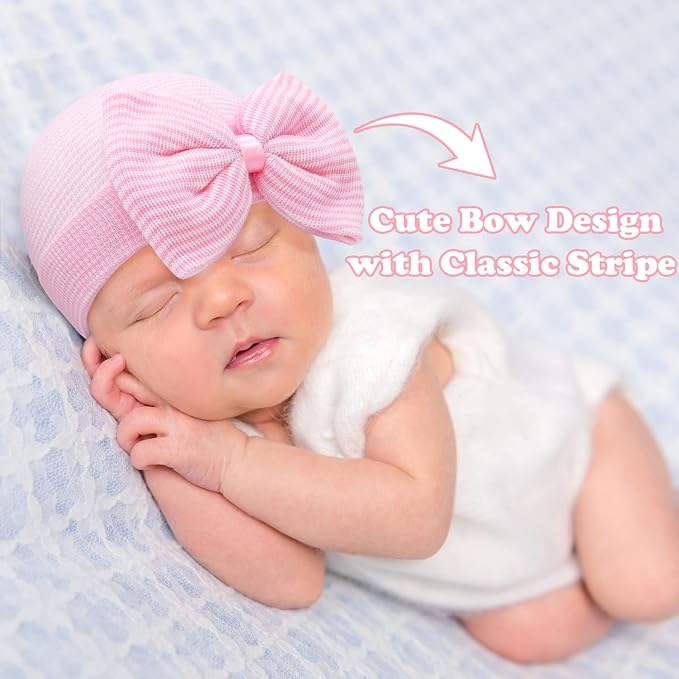 Sarfel Newborn Hats for Girls Hospital Hat Baby Girl Bows and Headbands Infant - Image 3