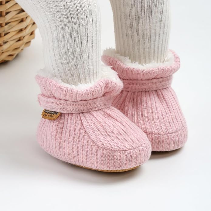 Infant Baby Boys Girls Cozy Fleece Booties Stay on Slippers Non Slip Soft - Image 2