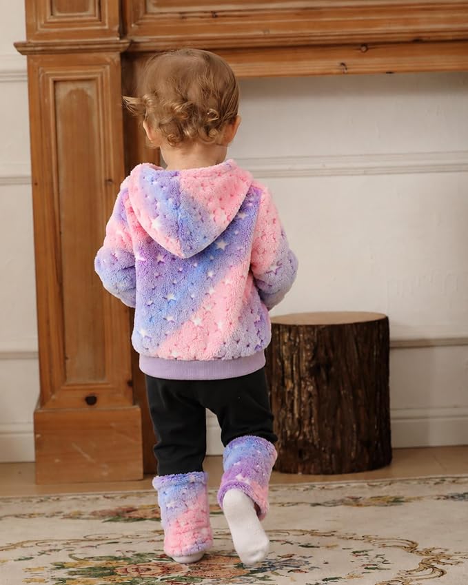 Jecson Toddler Girl Clothes Baby Girl Fleece Hoodie Outfits Thick Thermal - Image 4