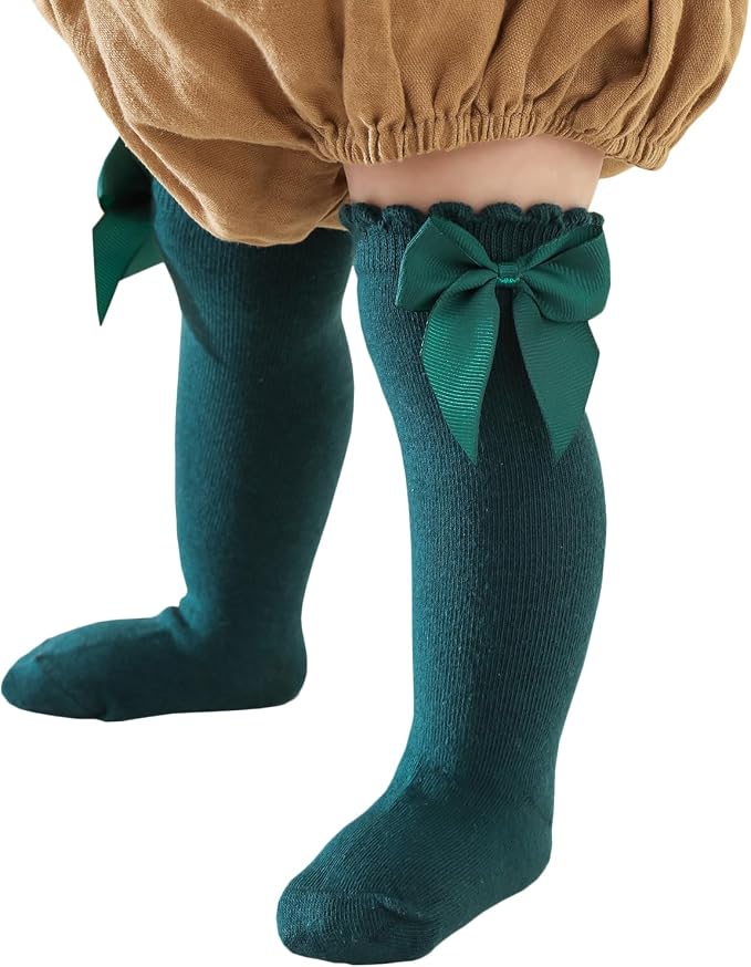 Baby Knee High Socks Newborn Ruffle Bow Socks Infant Long Sock Toddler Girls by Unknown