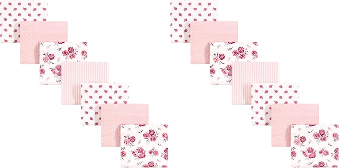 Hudson Baby Unisex Baby Cotton Flannel Receiving Blankets Bundle, Cream Rose by HudsonBaby