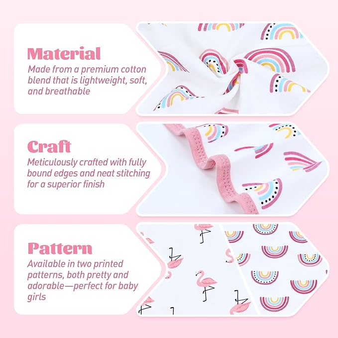Dizila 2 Sets Adjustable Soft Cotton Blend Newborn Infant Baby Girl Receiving - Image 4
