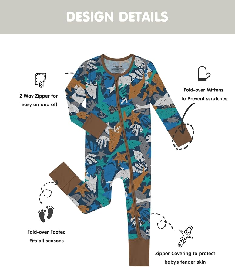 Jimonda Unisex Baby Zipper Footies Pajamas 3-Pack - Image 4