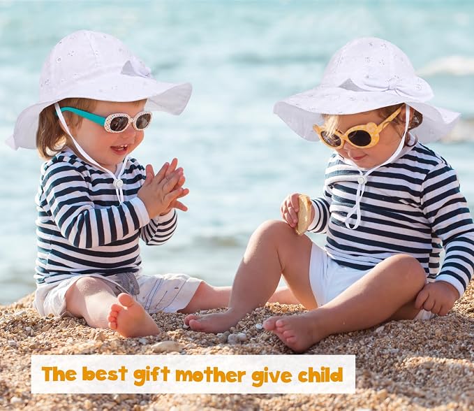 Baby Girl Sun Hat with UPF 50+ Outdoor Adjustable Beach Hat with Wide Brim - Image 2