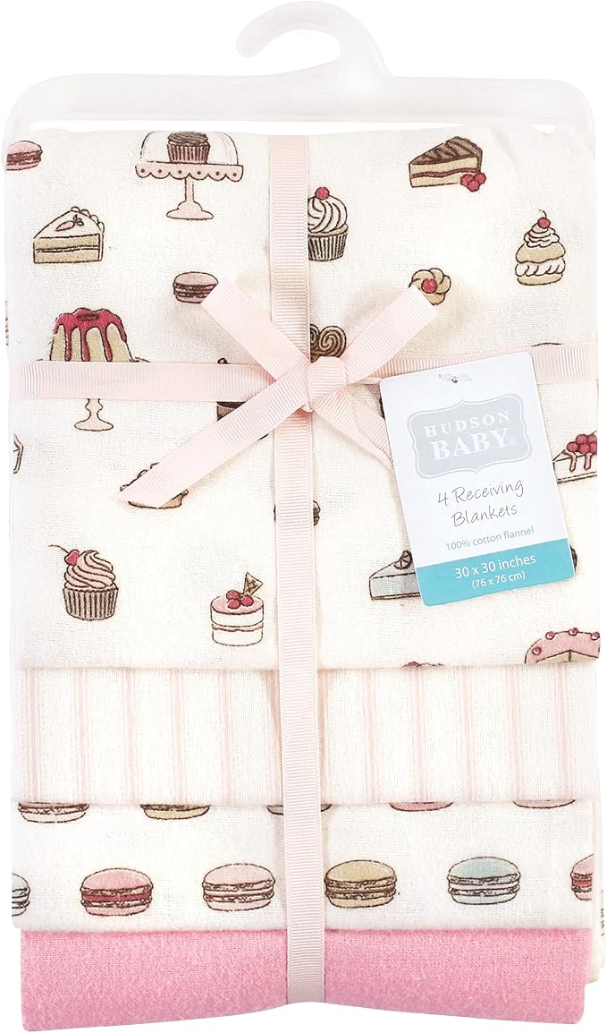 Hudson Baby Unisex Baby Cotton Flannel Receiving Blankets, Sweet Bakery - Image 2