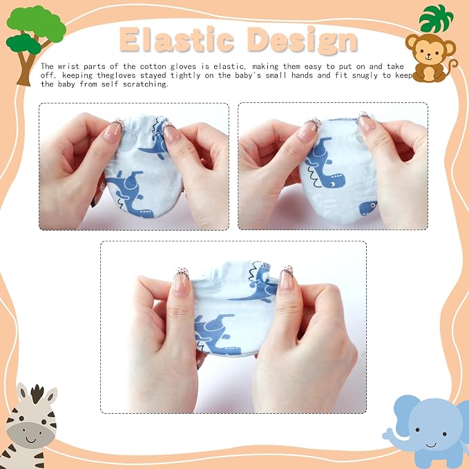 Baby Mittens 0-6 Months No Scratch 100% Cotton Gloves - Image 4