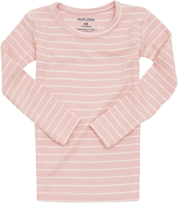 AVAUMA Stripe Pattern Baby Boys Girls Pajama Set Kids Toddler Snug fit Ribbed - Image 3