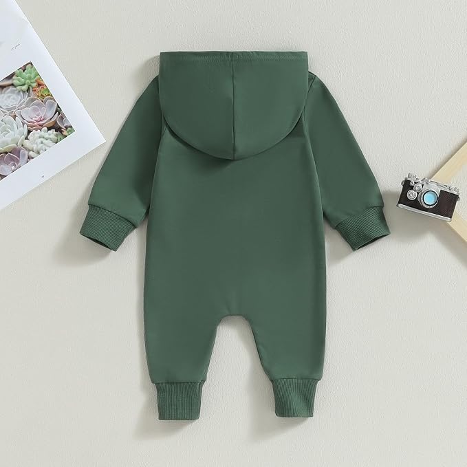 Infant Baby Boy Girl Clothes Solid Hoodie Romper Zip Up Long Sleeve Hooded - Image 3