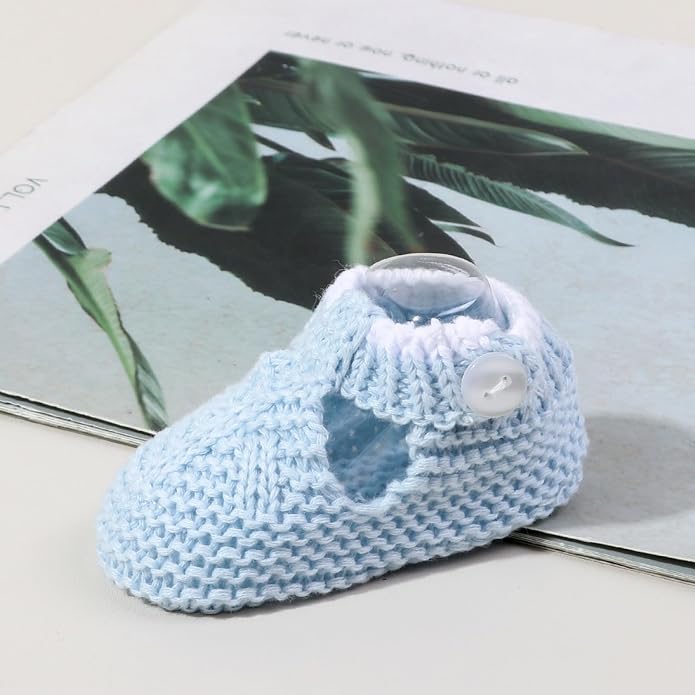 Newborn Baby Boy Girl Knit Booties Soft Sole Non-Slip First Walking Shoes | - Image 5