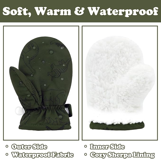 Sarfel Toddler Mittens Waterproof Toddler Gloves Baby Winter Mittens Toddler - Image 5