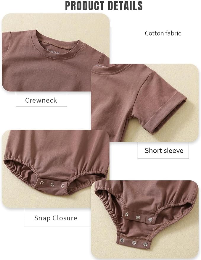 Jimonda Baby Bubble Romper Short Sleeve Bodysuit T-Shirt | 100% Cotton - Image 3