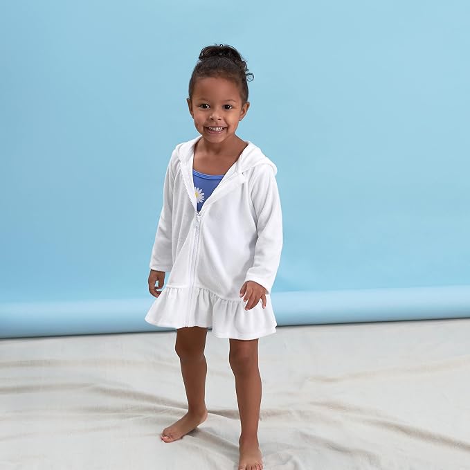 Gerber Baby & Toddler Girls Zipper Hoodie Terry Swimsuit Cover Up - Image 5