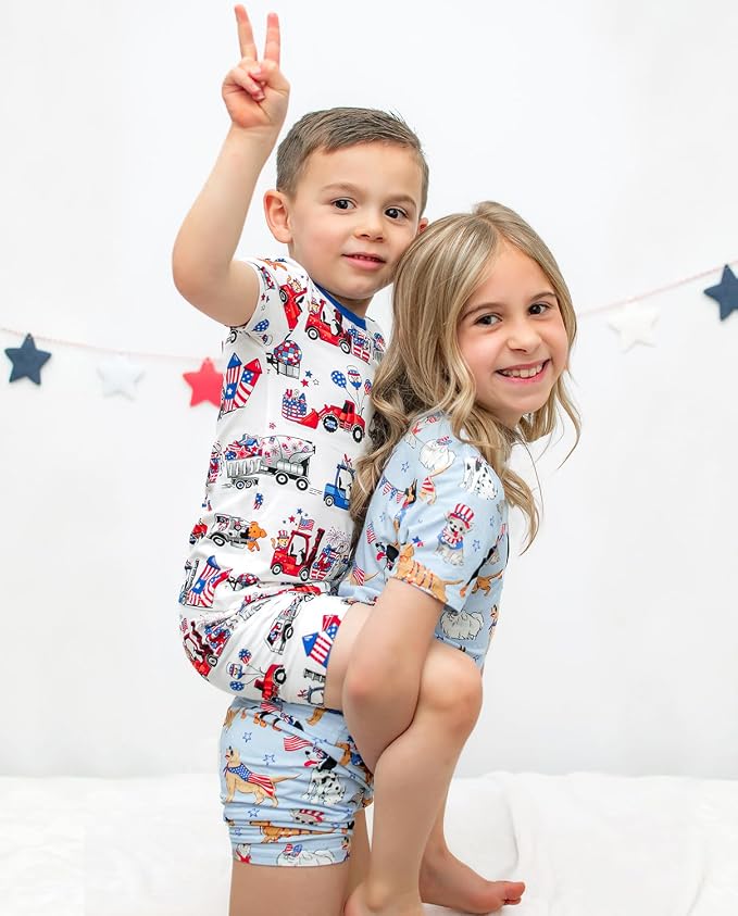 babee Reshinee Bamboo Viscose Toddler Boys Pajamas Set, Short Sleeve Kids - Image 8