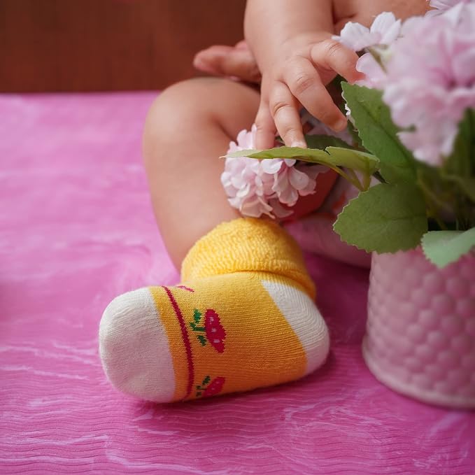 RATIVE Newborn Baby Socks 0-6, 6-12 Months Terry Turn Cuff Socks - Image 3