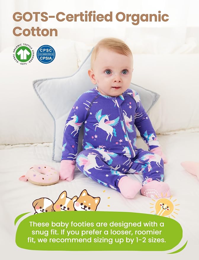 PATPAT Organic Cotton Baby Footie Pajamas - Image 2