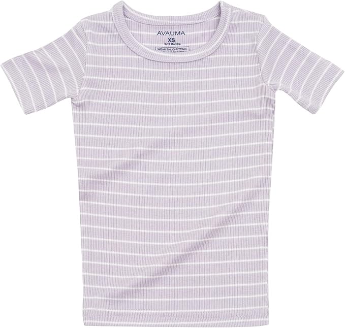 AVAUMA Stripe Pattern Baby Boys Girls Pajama Set Kids Toddler Snug fit Ribbed - Image 4
