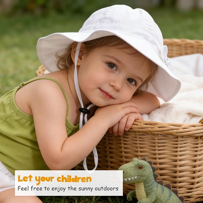 Baby Girl Sun Hat with UPF 50+ Outdoor Adjustable Beach Hat with Wide Brim - Image 4