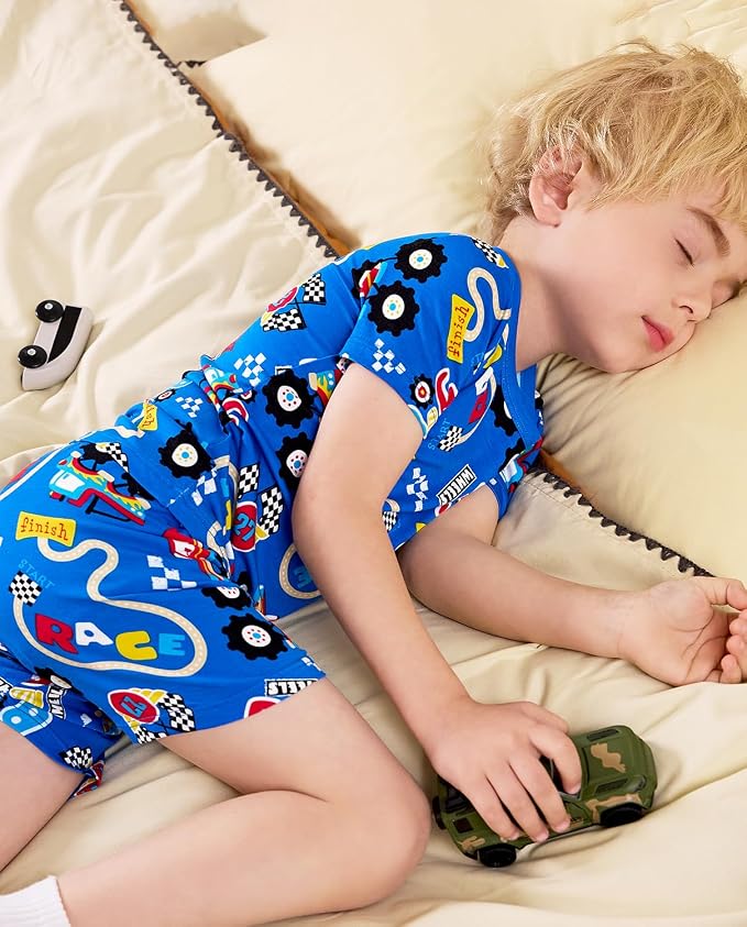 babee Reshinee Bamboo Viscose Toddler Boys Pajamas Set, Short Sleeve Kids - Image 4